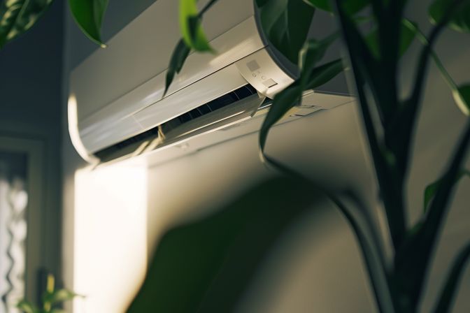 A modern air conditioning unit with advanced energy-saving features. A modern air conditioning unit with advanced energy-saving features.