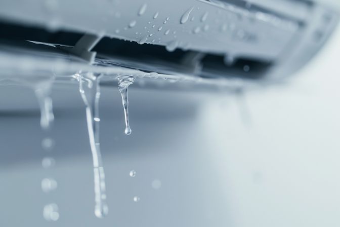 Urgent maintenance needed for damaged air conditioner unit, water dripping. Urgent maintenance needed for damaged air conditioner unit, water dripping.