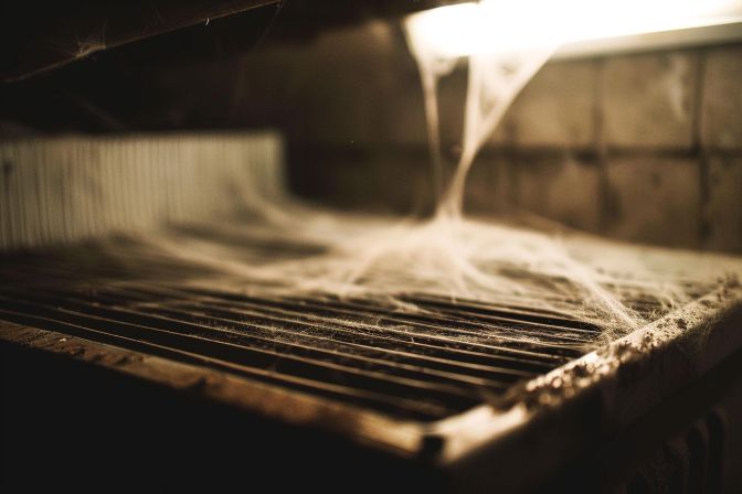 A dirty air filter in need of cleaning and replacing. A dirty air filter in need of cleaning and replacing.