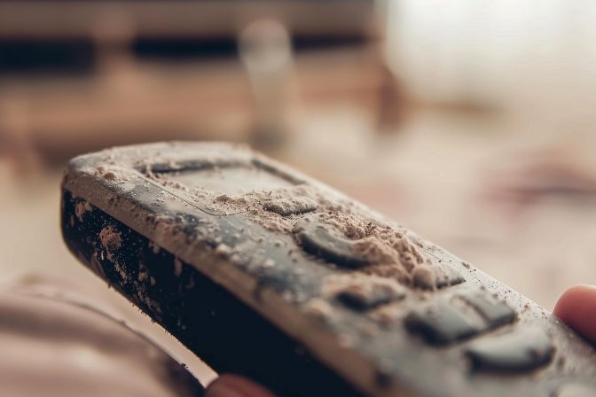 A dirty and unresponsive aircon remote control. A dirty and unresponsive aircon remote control.