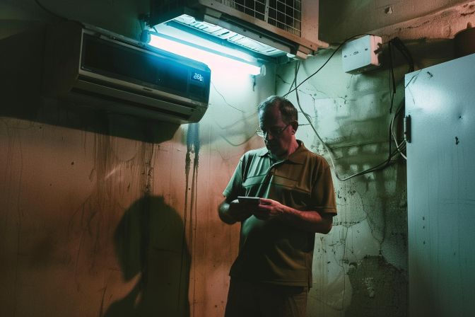 A middle-aged man looking concerned as he checks his wallet. A middle-aged man looking concerned as he checks his wallet.