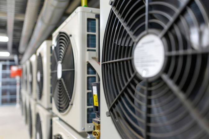 A well-maintained commercial air conditioning unit in operation.