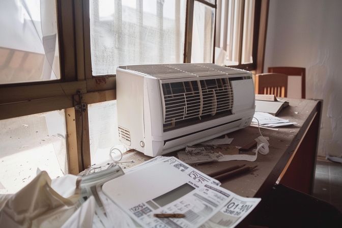 An old, malfunctioning air conditioner adds to high energy bills. An old, malfunctioning air conditioner adds to high energy bills.