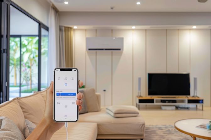 Comparison of traditional smart AC controller and modern integrated smart AC unit. Comparison of traditional smart AC controller and modern integrated smart AC unit.